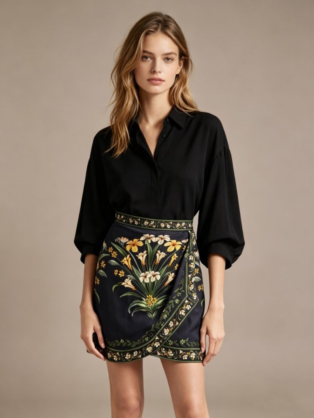 NWT Farm Rio Flowers Arch Wrap Front Floral Flowers Mini Skirt Size S